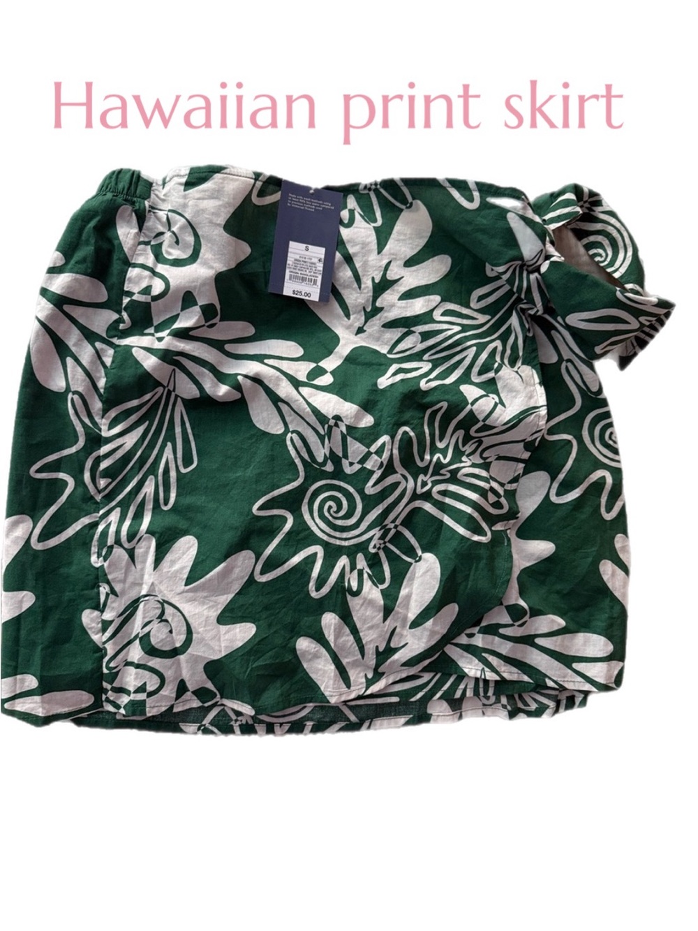 Universal Thread Green & White Tropical Print Wrap Skirt